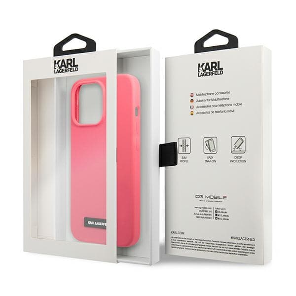 Ovitek Karl Lagerfeld Silicone Plaque za iPhone 13 Pro Max, fuksija 8