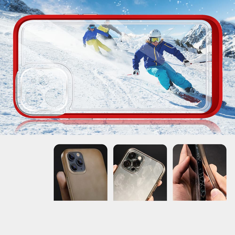 Hybrid Armor Clear 3v1 ovitek za iPhone 12 z rdečim okvirjem 3