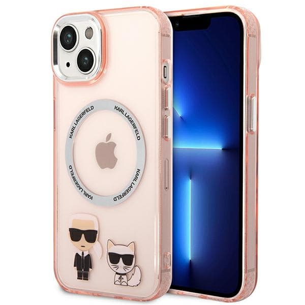 Karl Lagerfeld Karl & Choupette Aluminum ovitek za iPhone 14 Plus (6.7"), roza