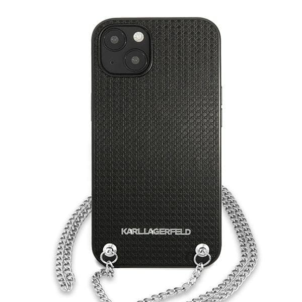 Karl Lagerfeld Leather Textured & Chain ovitek za iPhone 13 mini (5,4") - črn 3
