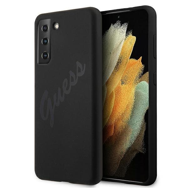 Ovitek Guess Silicone Vintage Script za Samsung Galaxy S21+ - Črna