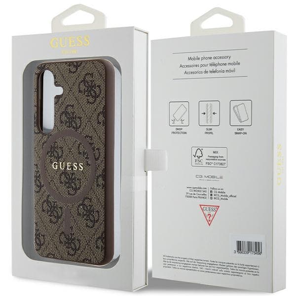 Guess 4G ovitek z usnjem in MagSafe za Samsung Galaxy S24 - rjava 8