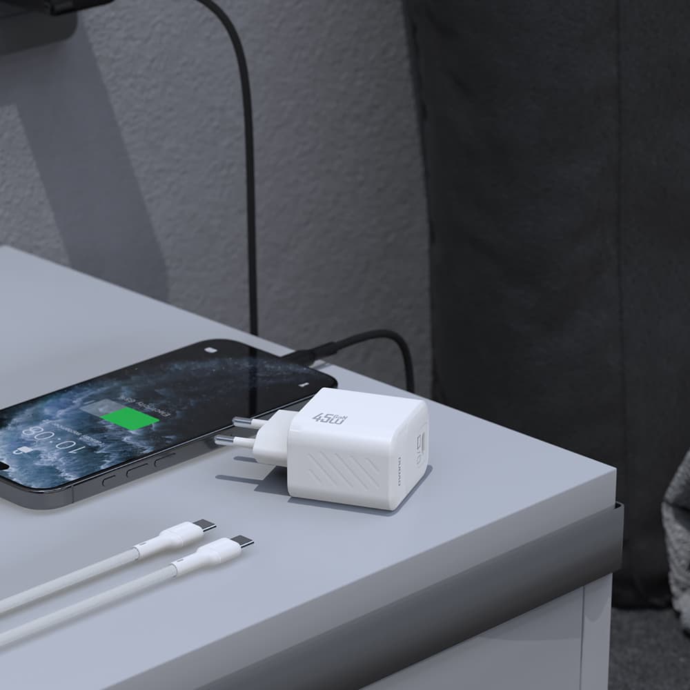 Dudao A28C 45W GaN stenski polnilnik + USB-C kabel, črn 6