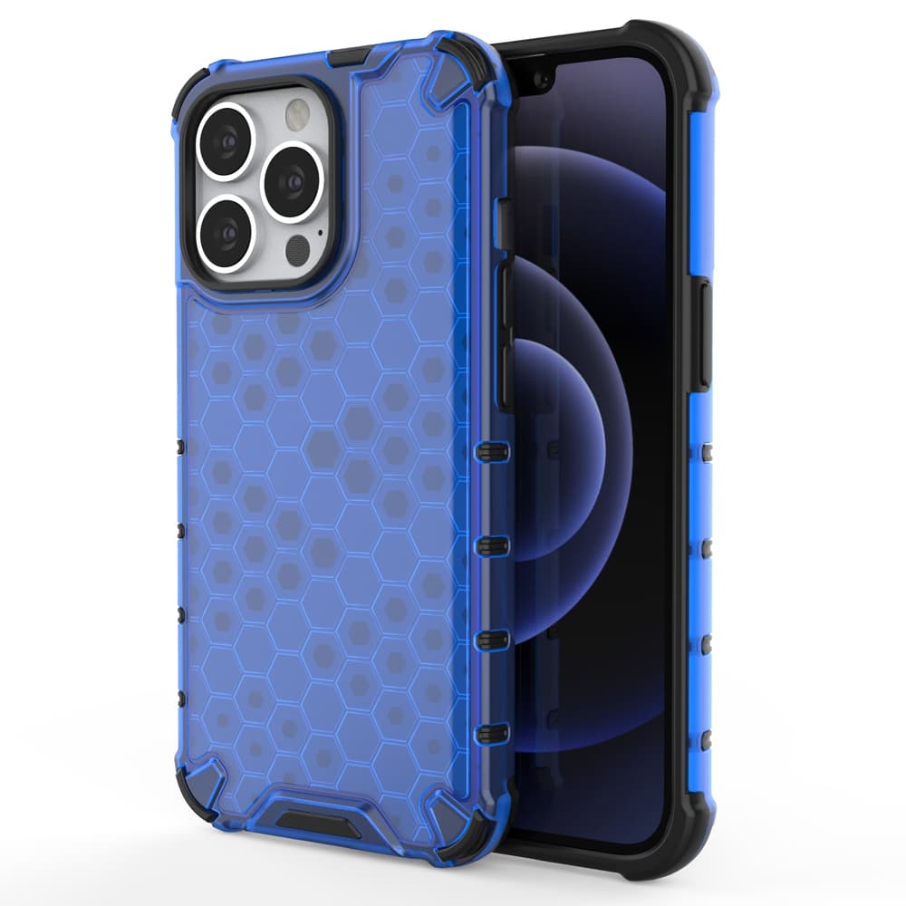 Honeycomb ovitek z TPU odbijačem za iPhone 13 Pro - moder