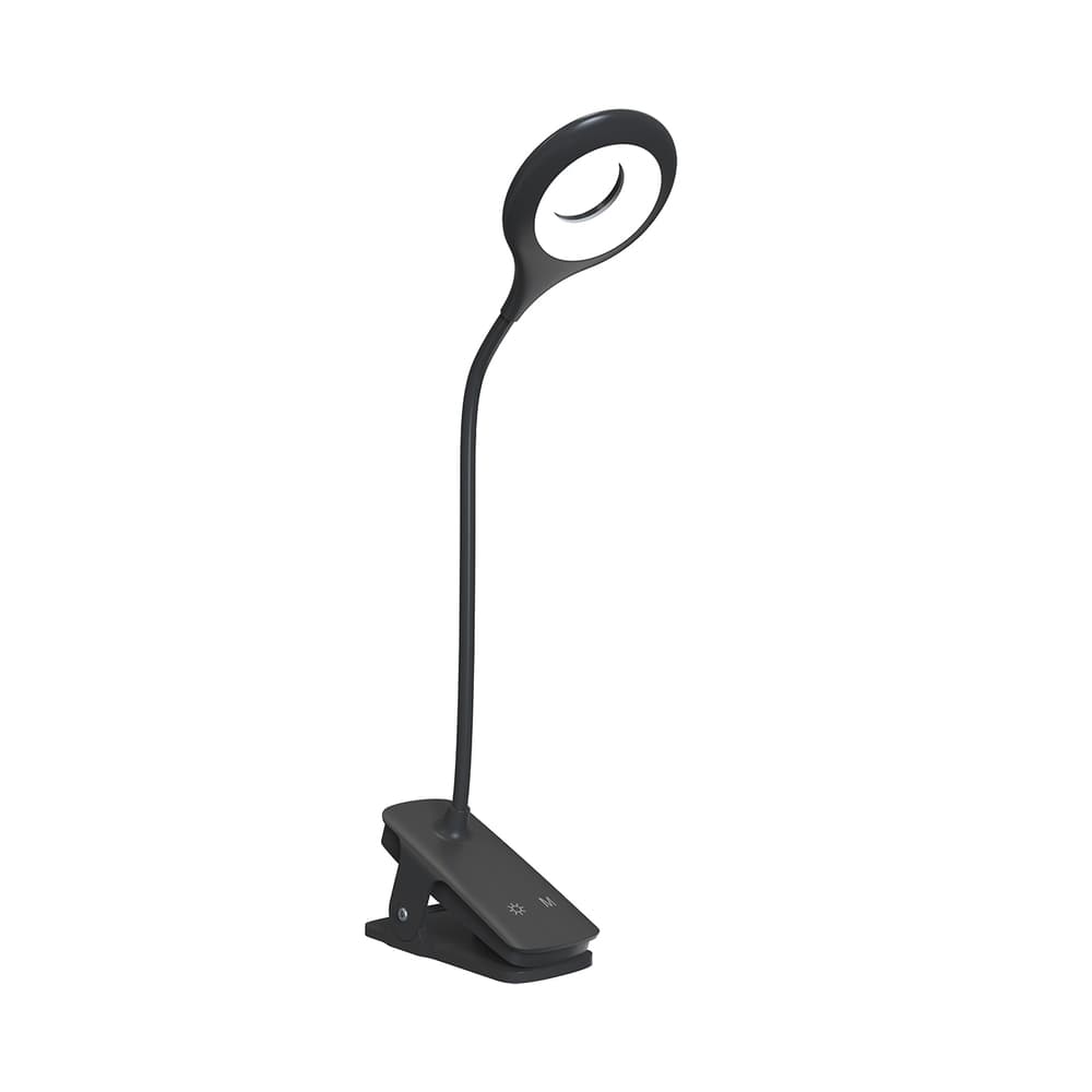 Mini Wozinsky Brezžična LED bralna svetilka s sponko + USB-C kabel - črna