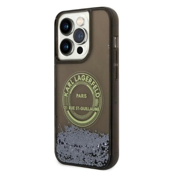 Etui Karl Lagerfeld Liquid Glitter RSG za iPhone 14 Pro - črni 4