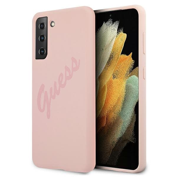 Ovitek Guess Silicone Vintage Script za Samsung Galaxy S21+ - Roza