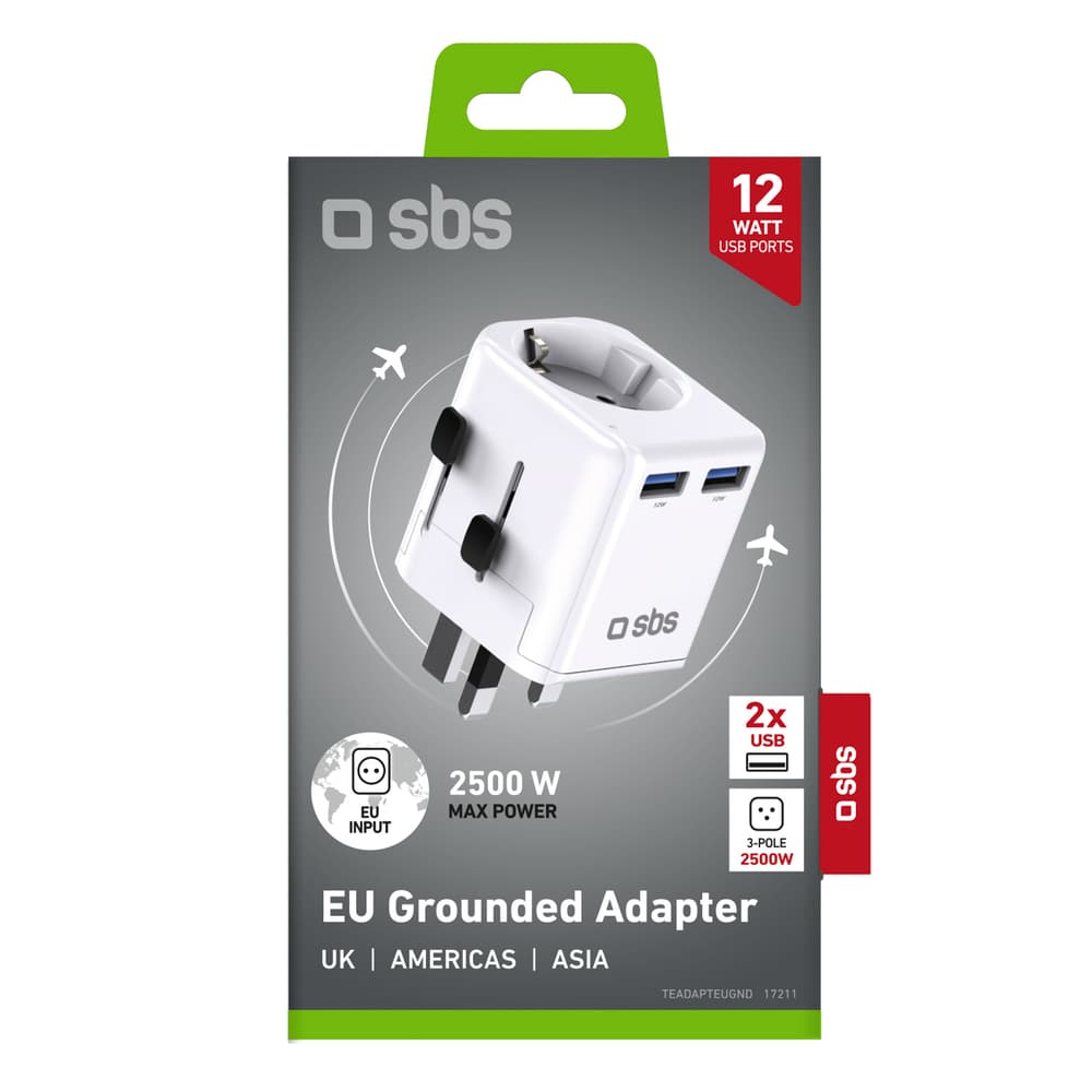 SBS univerzalni potovalni adapter EU 2xUSB-A (bel) 2