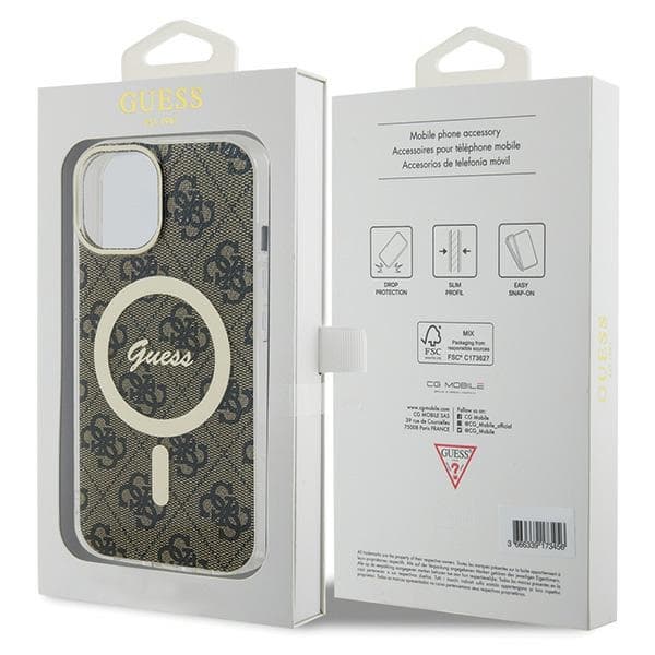 Etui Guess IML 4G MagSafe za iPhone 15 - rjav 8