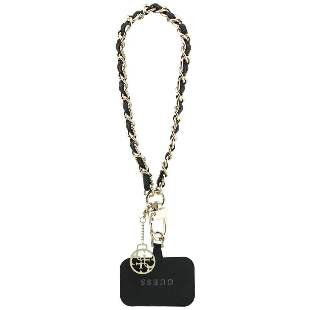 Guess Universal Hand Strap torbica Saffiano Chain 4G Charm - črna