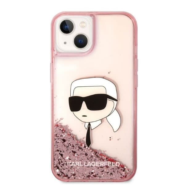 Karl Lagerfeld Glitter Karl's Head etui za iPhone 14 Plus - roza 3