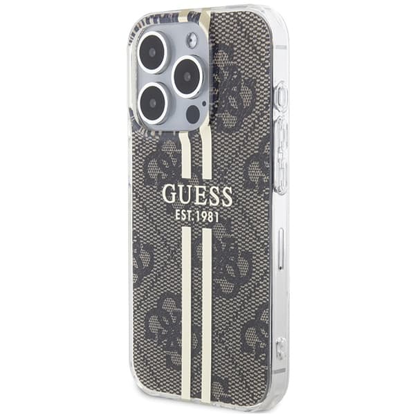 Ovitek Guess IML 4G Gold Stripe za iPhone 15 Pro - rjava 2