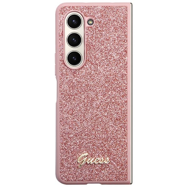 Ovitek Guess Glitter Script za Samsung Galaxy Z Fold 5 - roza 2