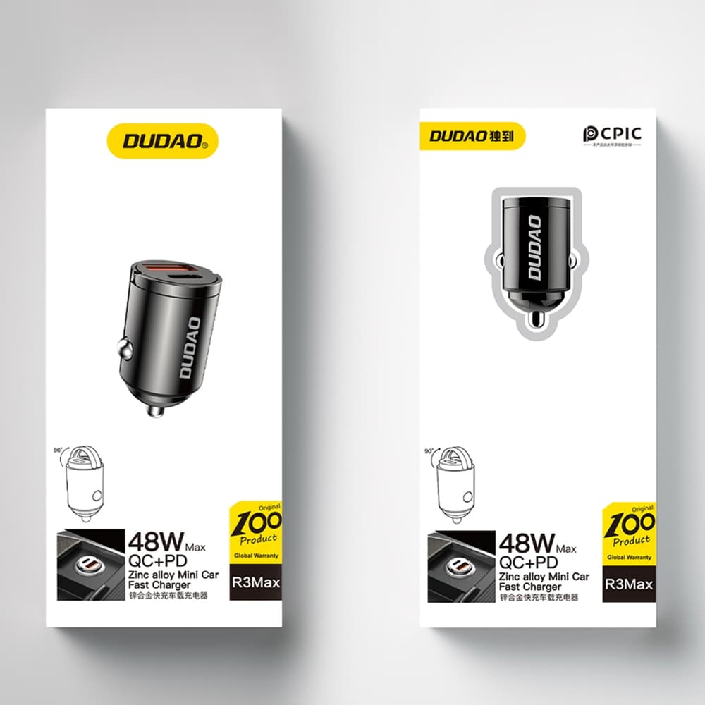 Dudao R3MAX 48W QC PD mini avto polnilnik - Črn 5