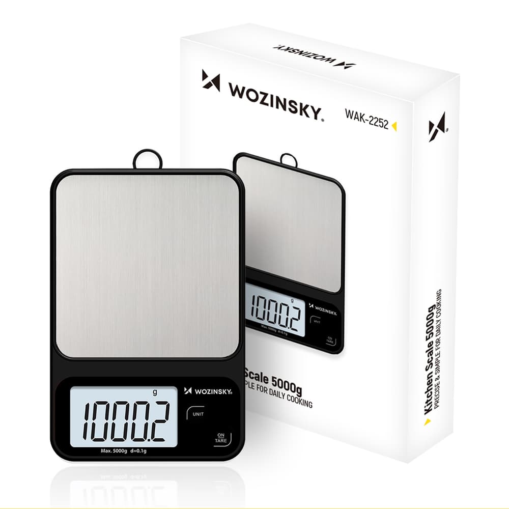 Wozinsky WAK-2252 Kuhinjska tehtnica z velikim LCD, do 5 kg, črna