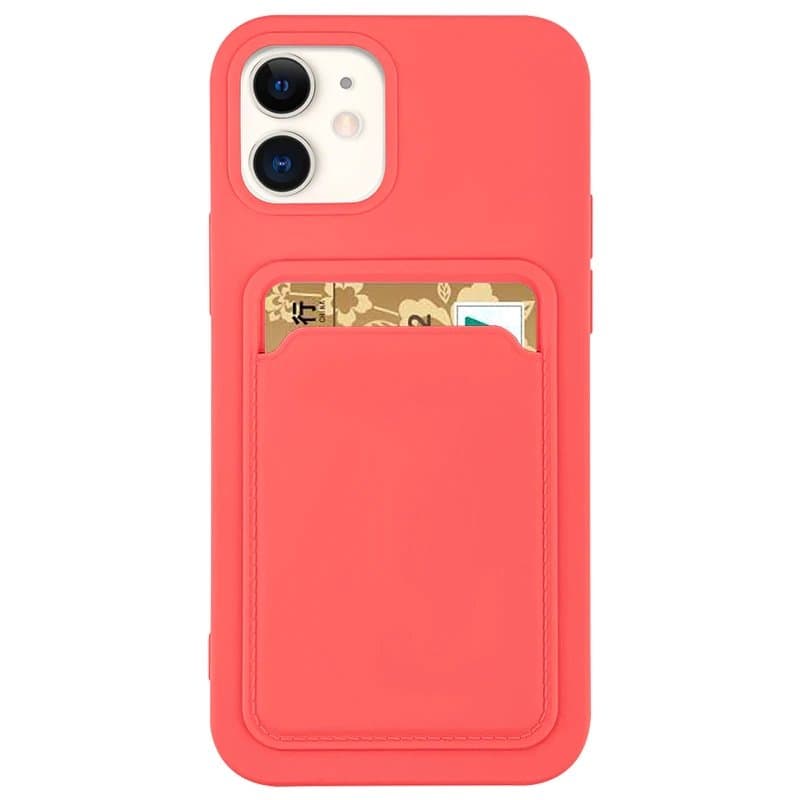 Silikonski etui Card Case z režo za kartico za iPhone 12 Pro Max - oranžen
