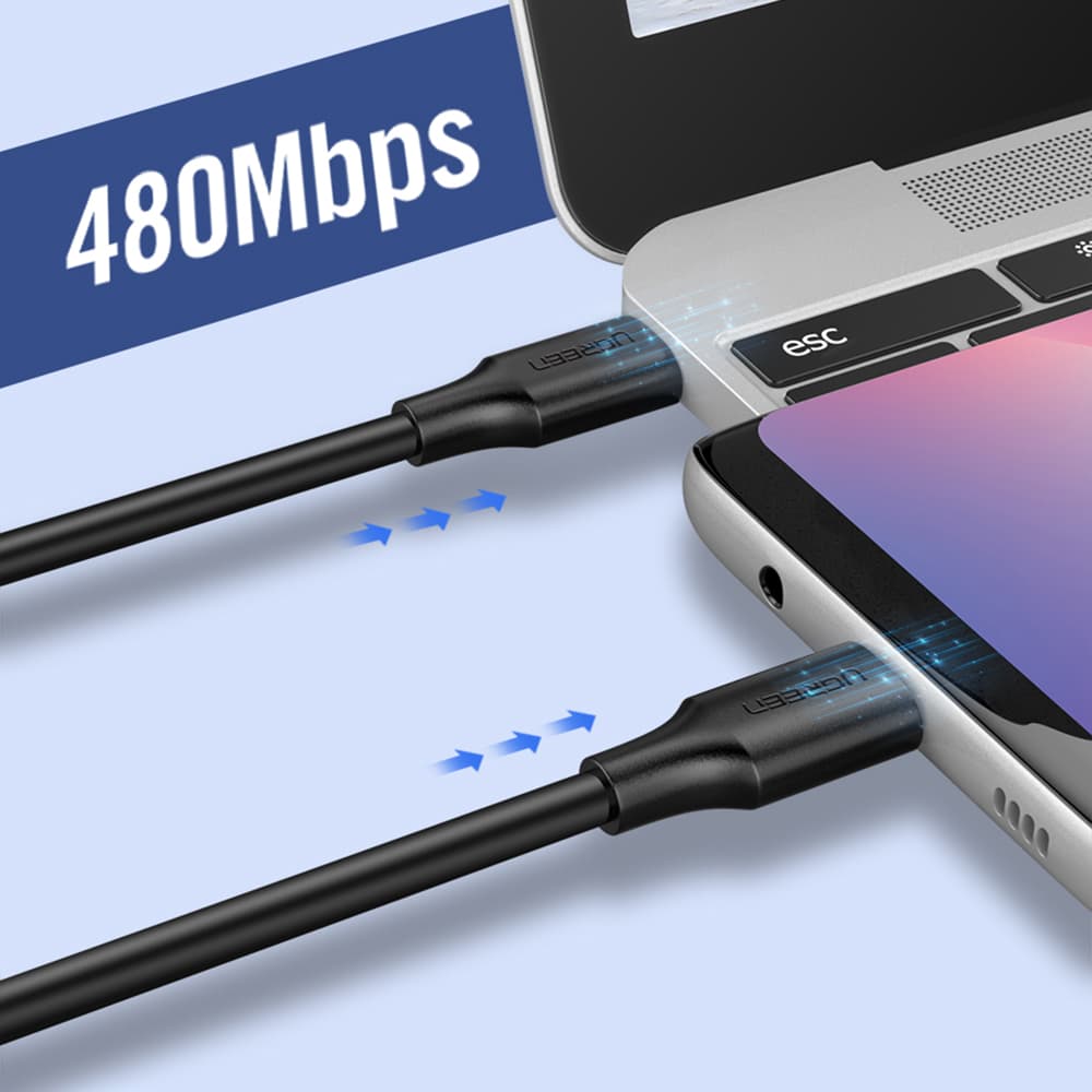 Ugreen US286 USB-C - USB-C kabel 2m, 3A, PDQC - črn 6