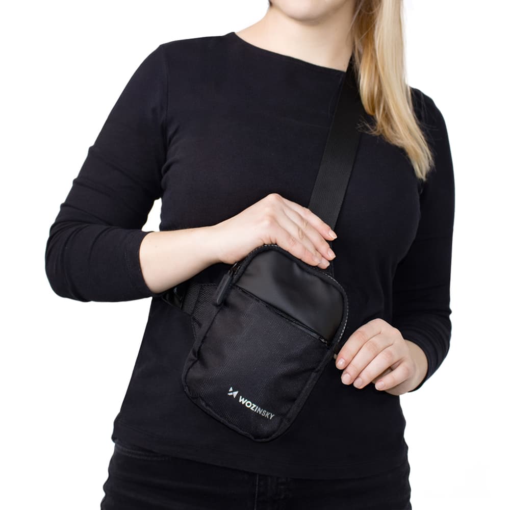 Unisex torbica Wozinsky WMS-W1, vodoodbojna, dva predala, črna 8