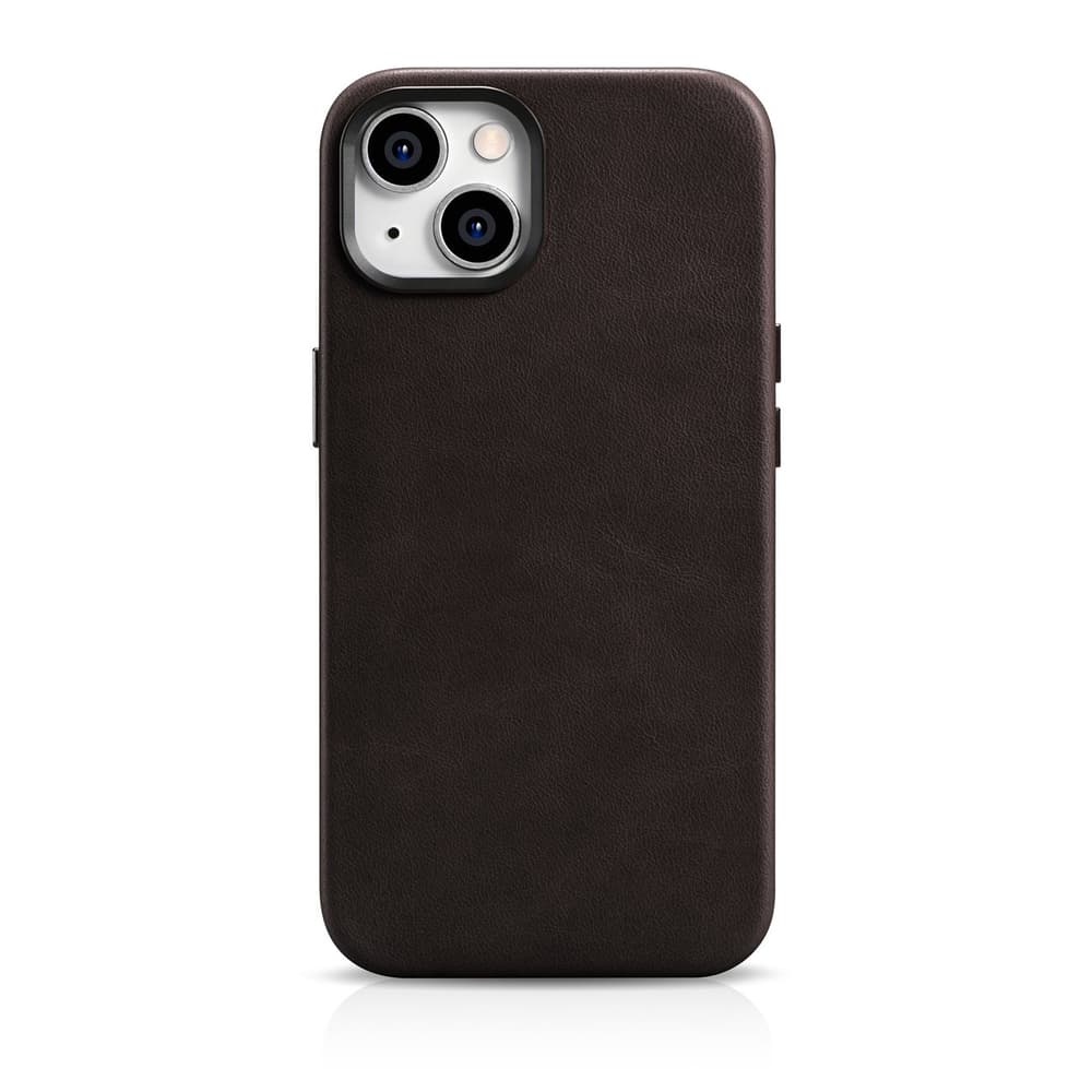 iCarer Oil Wax Premium usnjen ovitek za iPhone 14 Plus, rjav (MagSafe)