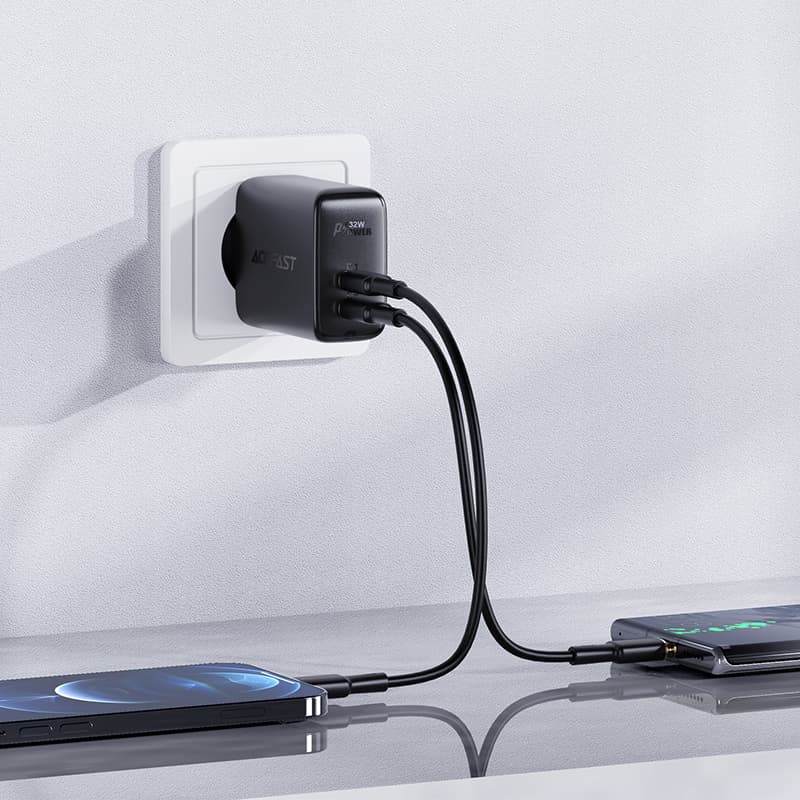 Acefast stenski polnilnik USB-C/USB 32W, PD, QC 3.0, AFC, FCP, črn (A5) 4