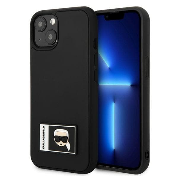Ov. Karl Lagerfeld Ikonik Patch za iPhone 13/14/15 - Črn