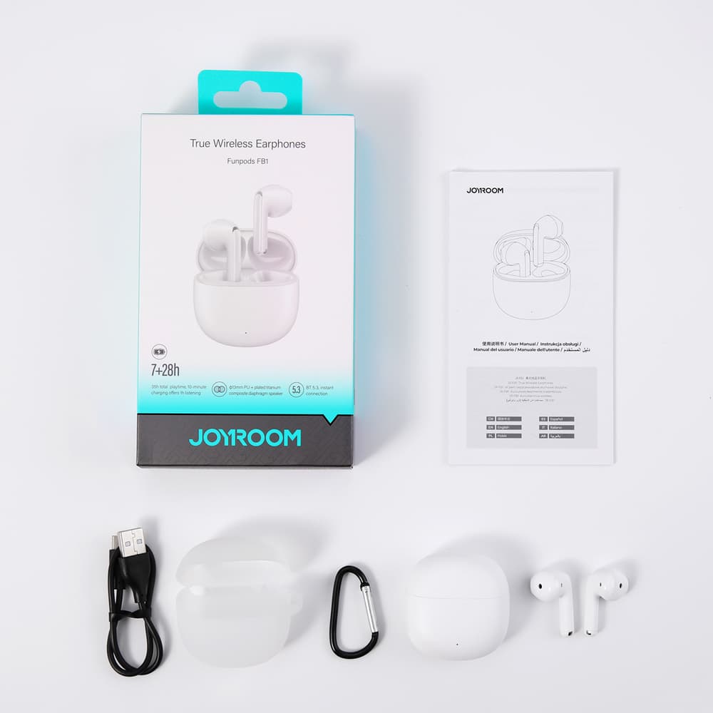 Joyroom JR-FB1 Funpods TWS slušalke, Bluetooth 6.0, bele 8