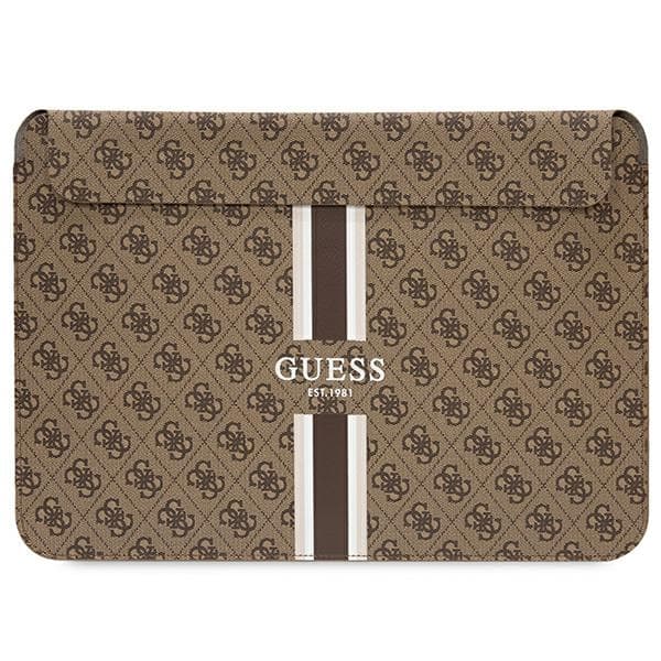 Guess ovitek za prenosnik 14" 4G Printed Stripes, rjav