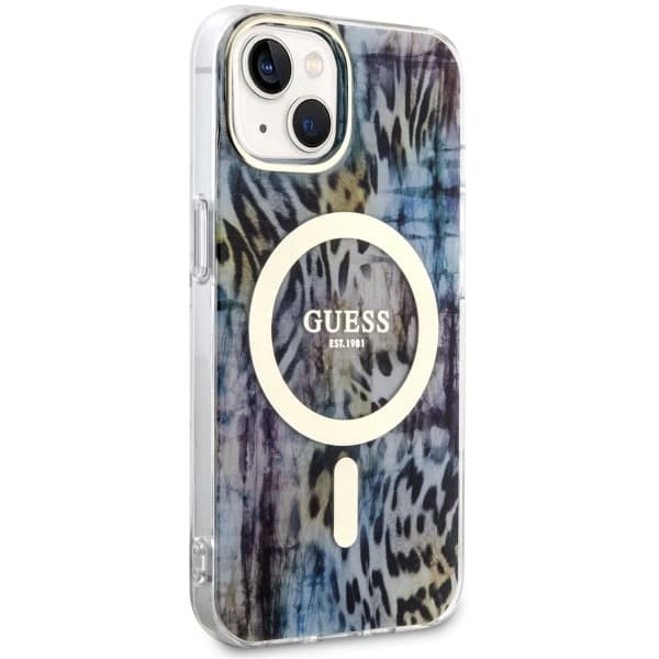 Ovitek Guess Leopard MagSafe za iPhone 14, moder 4