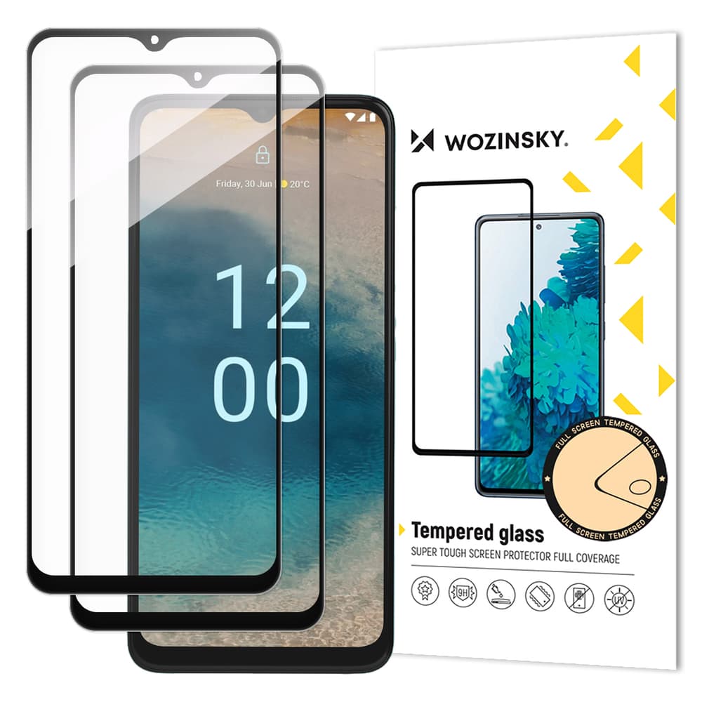 Wozinsky Full Glue kaljeno steklo za Nokia G22, 2 kosa, črn okvir