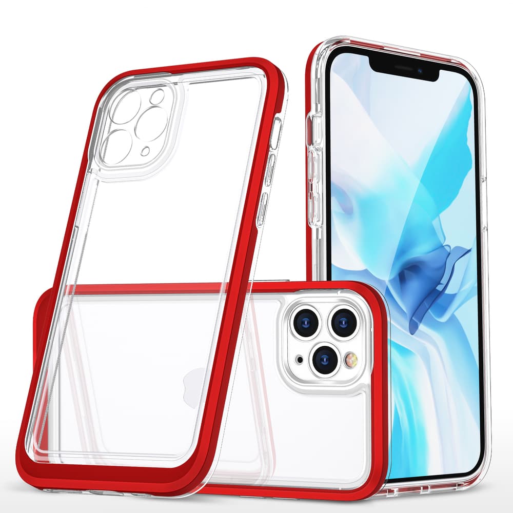 Hybrid Armor Clear 3v1 ovitek za iPhone 11 Pro Max z rdečim okvirjem