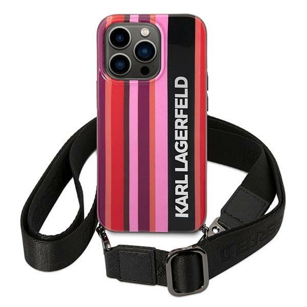 Karl Lagerfeld Color Stripes Strap ovitek za iPhone 14 Pro Max (6.7"), roza 2