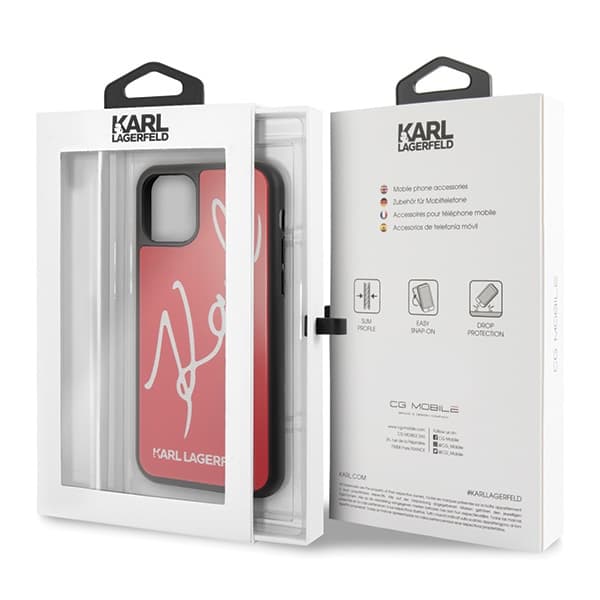 Karl Lagerfeld Signature Glitter ovitek za iPhone 11 Pro, rdeč 7