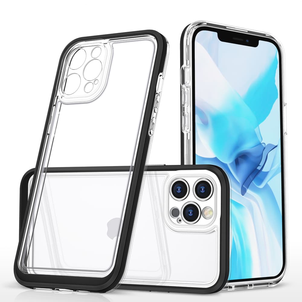 Hybrid Armor Clear 3v1 ovitek za iPhone 12 Pro Max s črnim okvirjem
