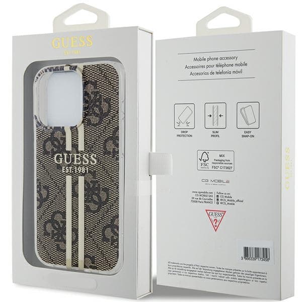 Ovitek Guess IML 4G Gold Stripe za iPhone 15 Pro - rjava 8