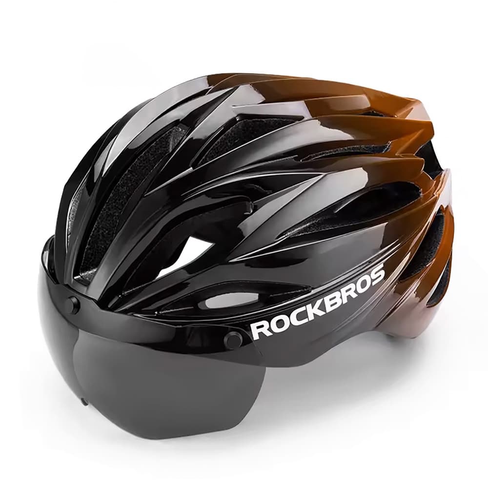 Rockbros Kolesarska čelada z vizirjem, odstranljivi UV zaščitni vizir, Unisex - Črna/Rjava