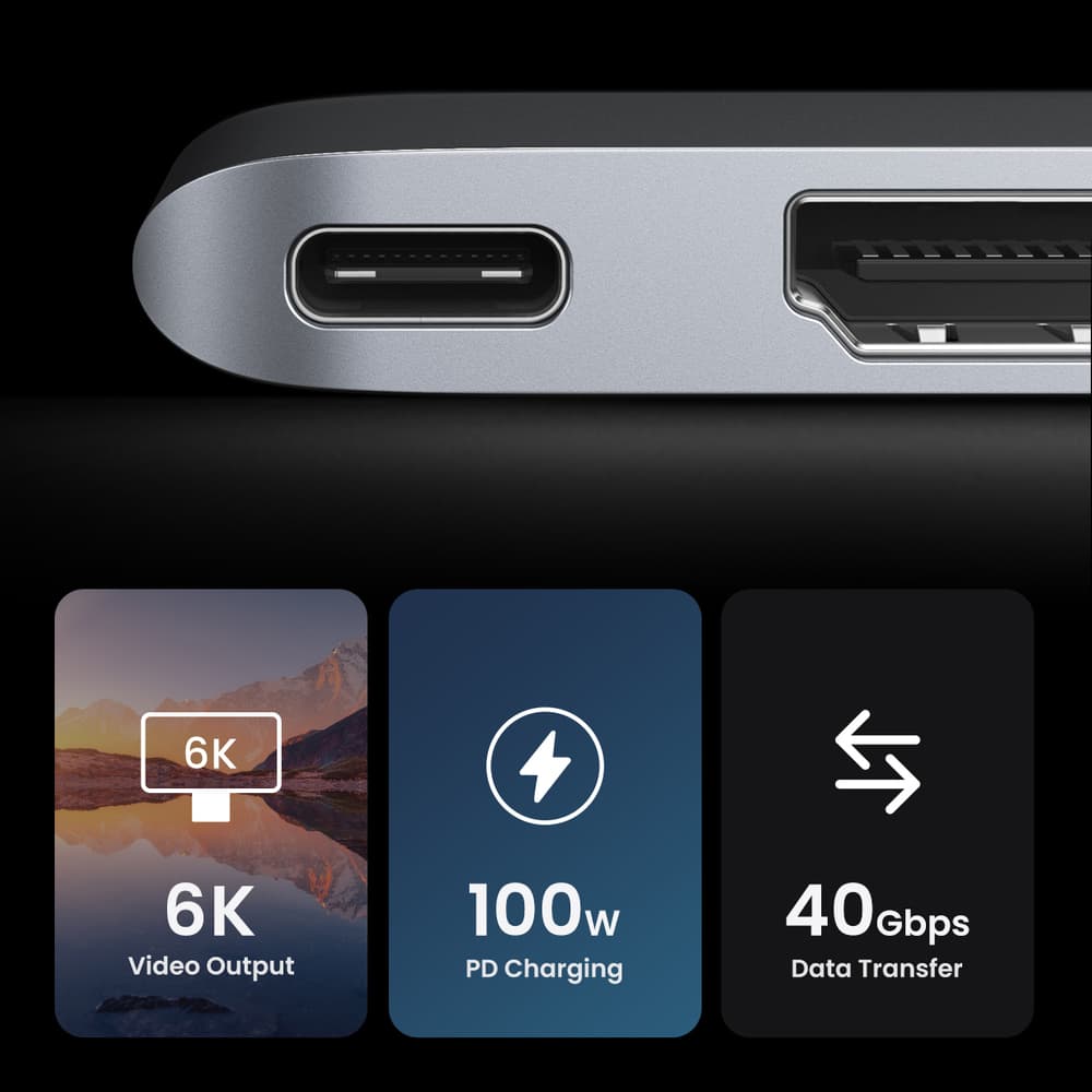 HUB Ugreen CM380 2xUSB C - HDMI/2xUSB 3.0/SD TF/USB C PD - siv 7