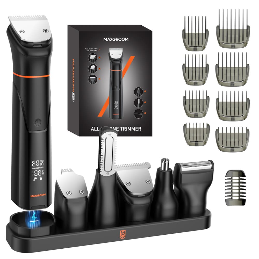 MAXGROOM JK-666 6-v-1 trimer za brado, lase, telo, nos in ušesa IPX6 - črn