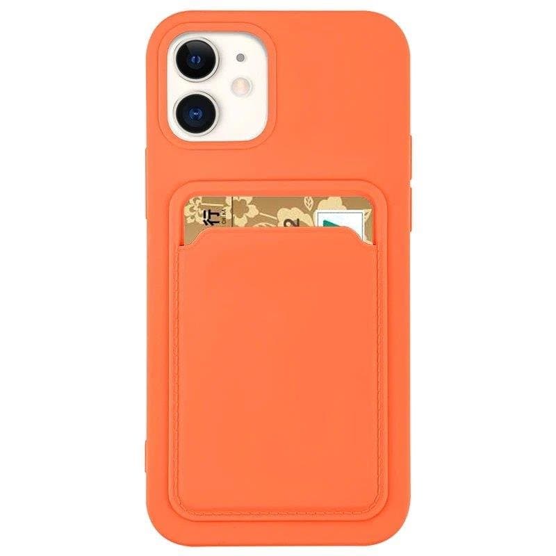 Silikonski etui Card Case z režo za kartico za iPhone 12 Pro - oranžen