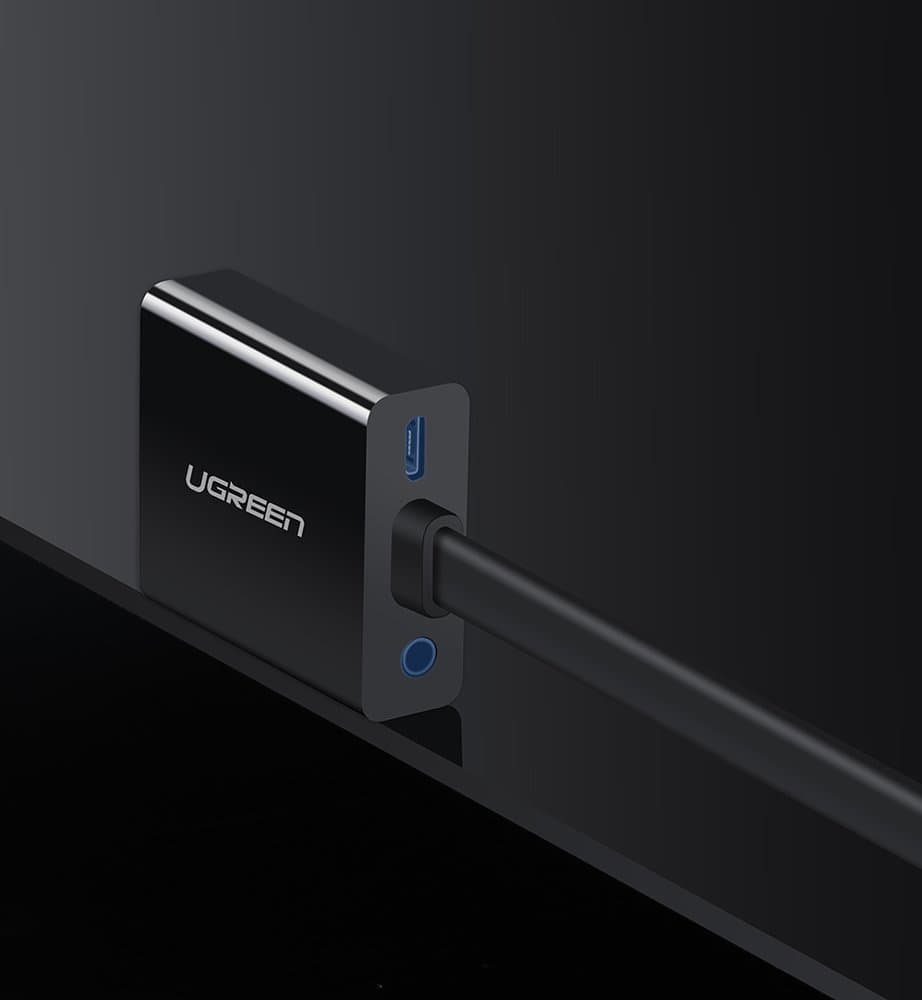 Ugreen HDMI na VGA adapter z Micro USB in avdio izhodom, črn 8