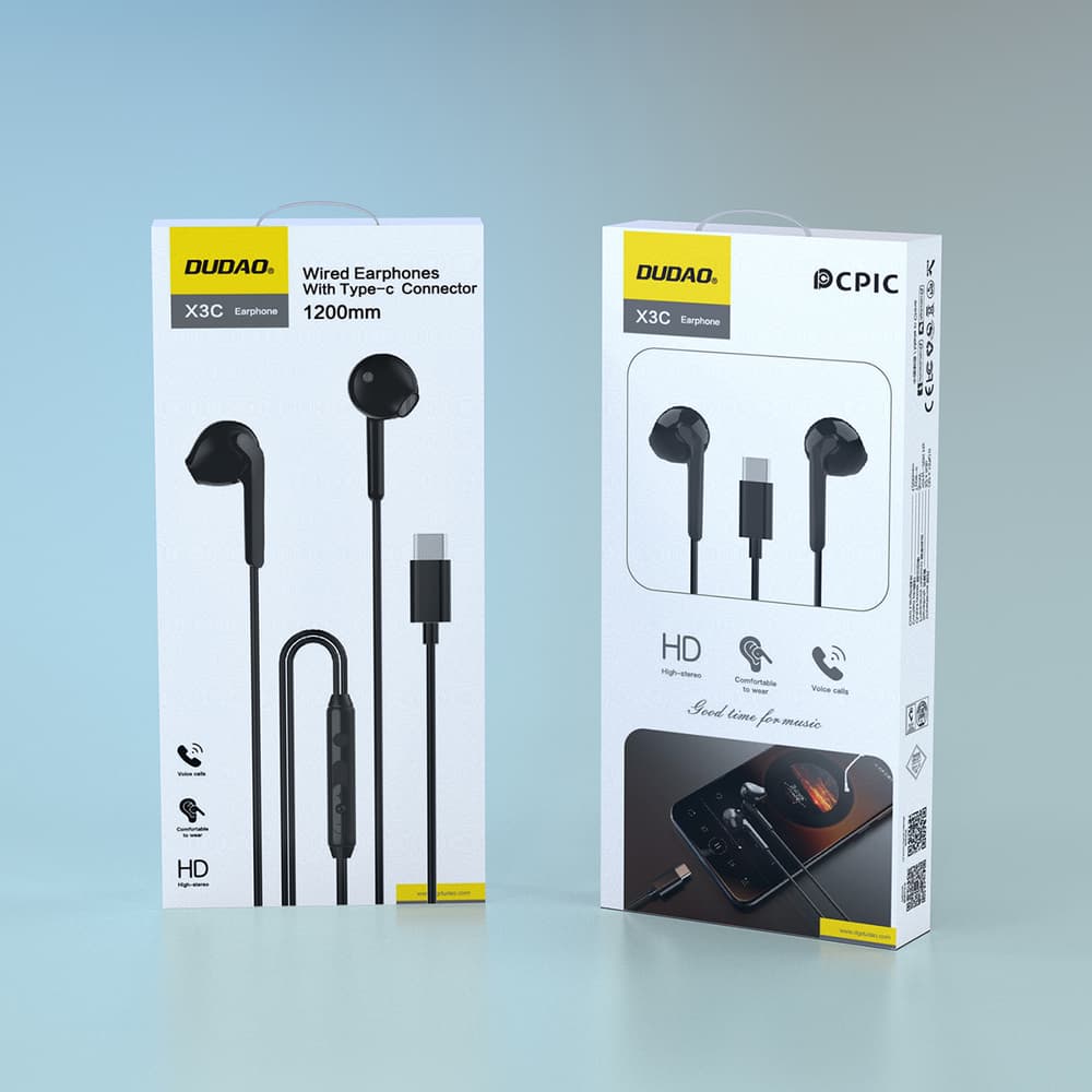 Dudao X3C In-Ear žične slušalke USB-C, 1.2m, črne 5