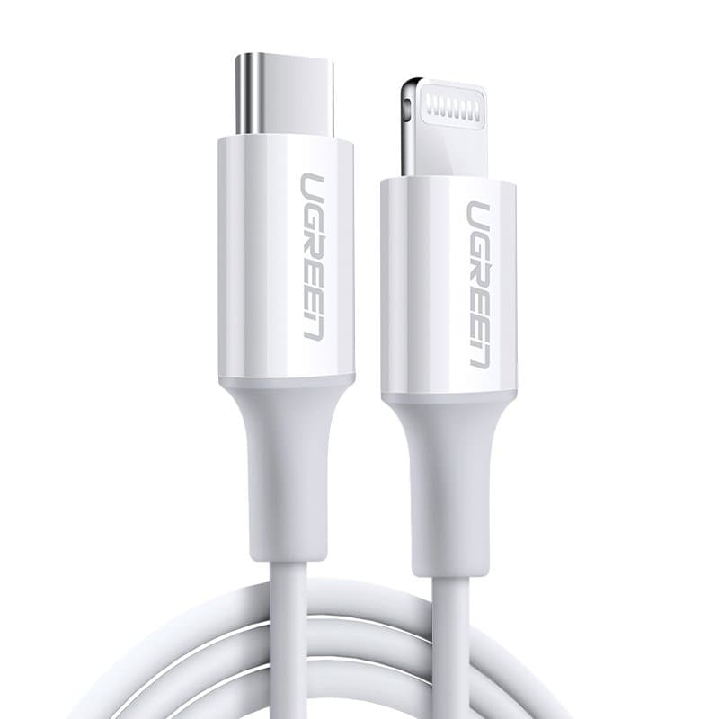 Ugreen USB-C / Lightning MFi PD kabel 20W 480Mb/s 1m, bel 2