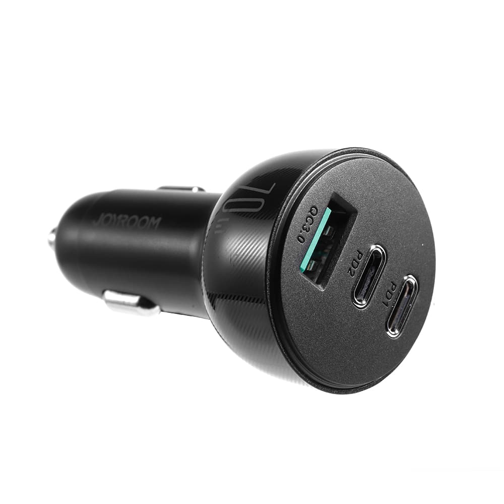 Joyroom 70W avtomobilski polnilnik, 3 vrata (USB, 2x USB C), črn 4