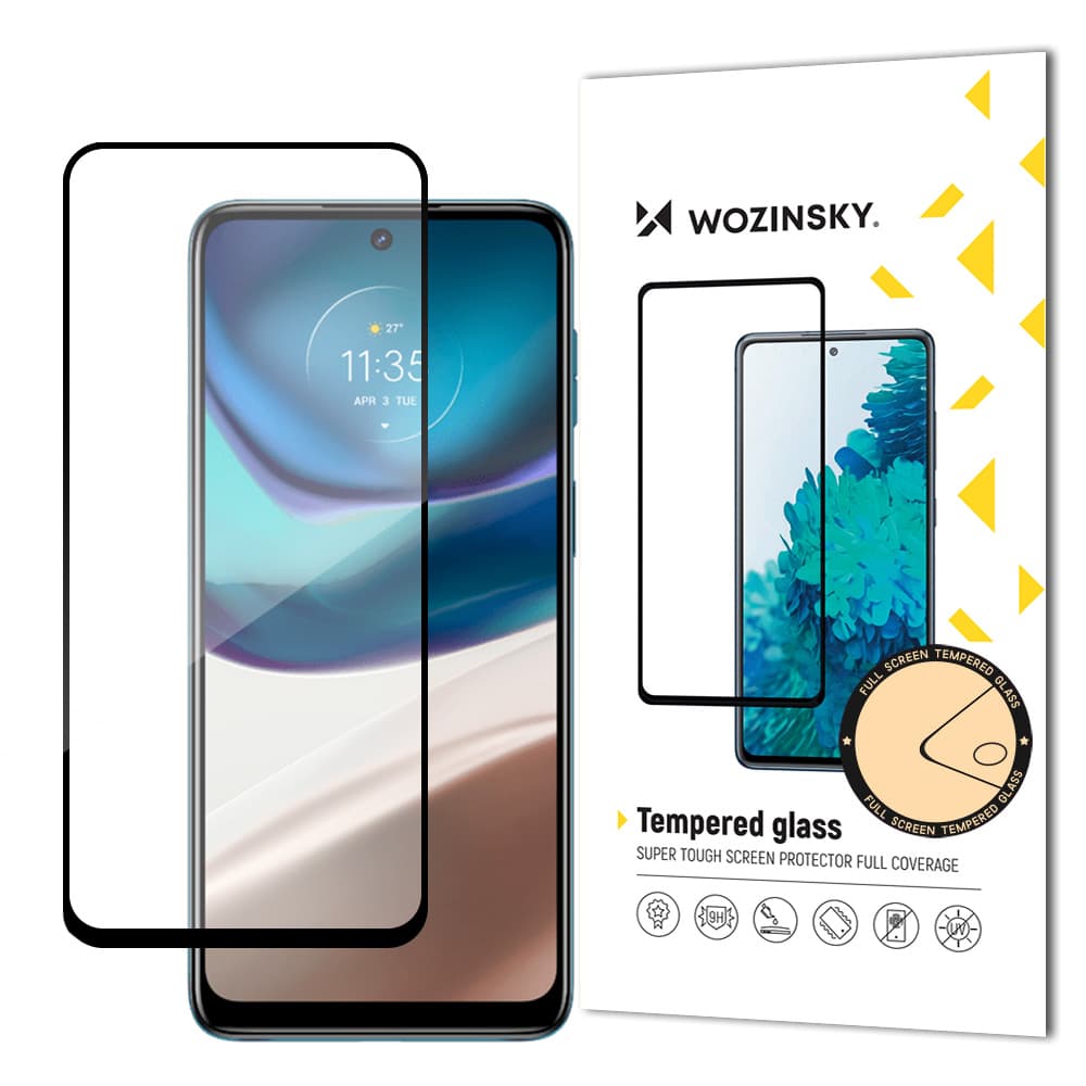 Wozinsky Full Glue kaljeno steklo z okvirjem za Motorola Moto G42, črno
