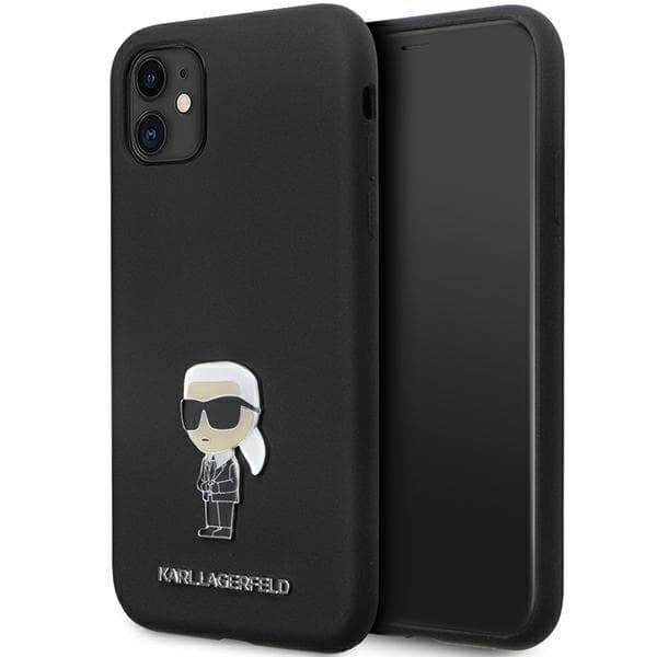Karl Lagerfeld Silicone Ikonik Metal Pin ovitek za iPhone 11 / Xr - črna