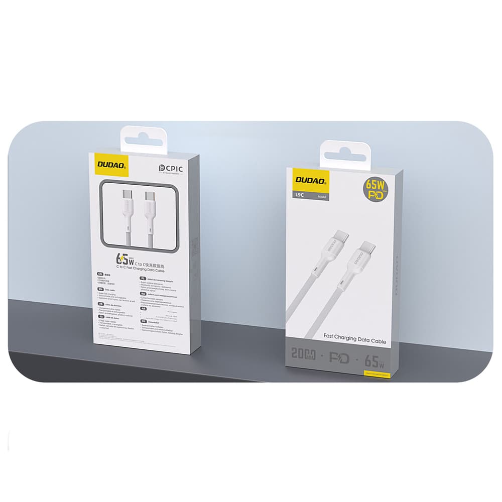 Dudao L9C 65W USB-C - USB-C 1m kabel, bela 2