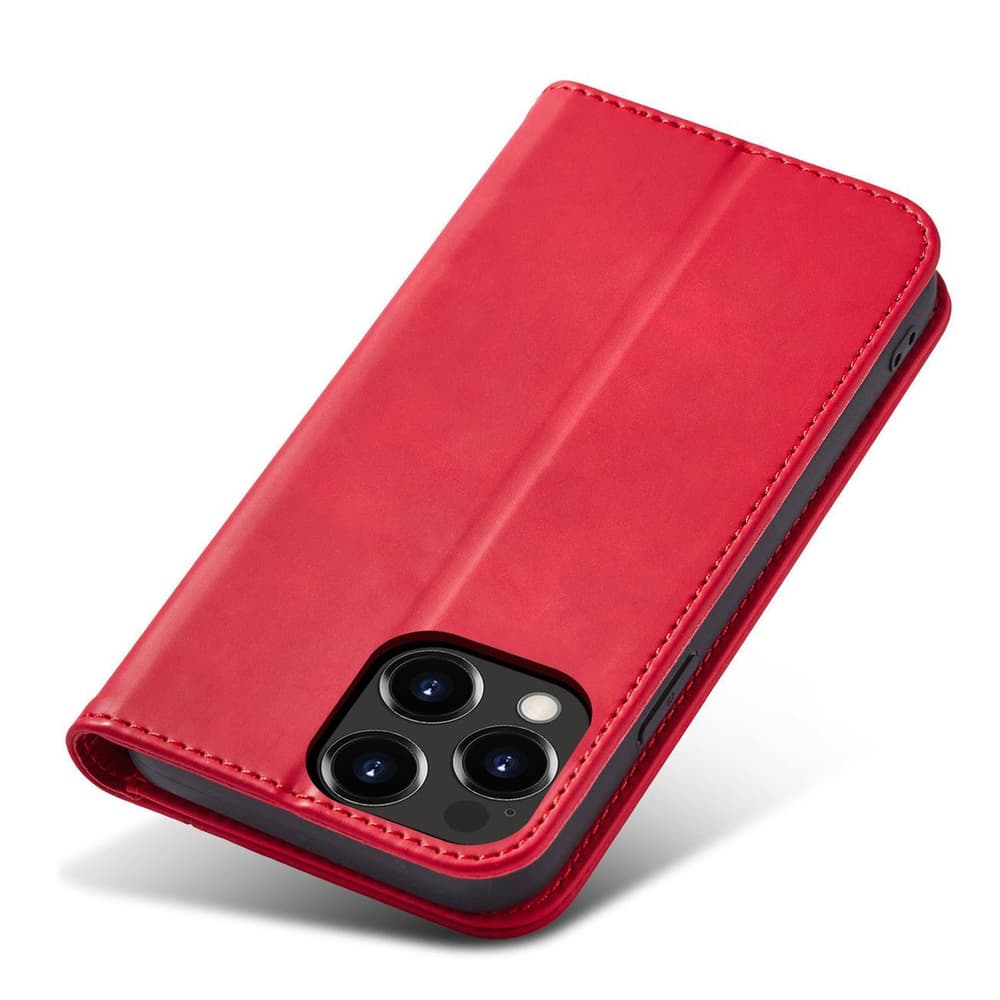 Hurtel Magnet Fancy ovitek z denarnico in oporo za iPhone 14 Plus, rdeč 2
