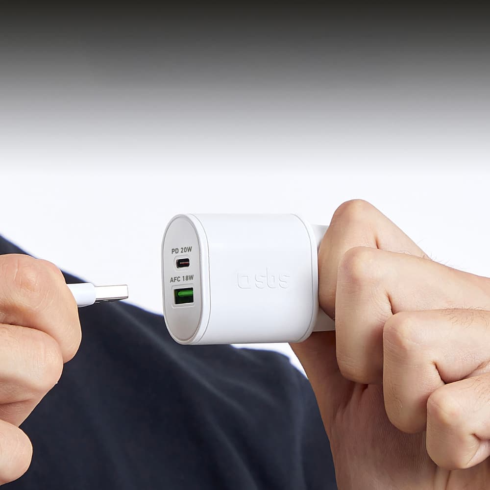 SBS 20W stenski polnilnik USB-A USB-C s Power Delivery - bel 5