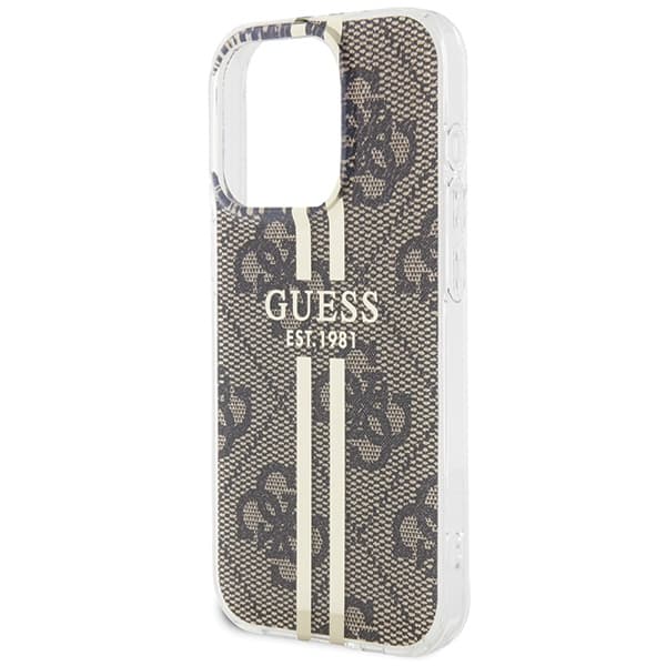 Ovitek Guess IML 4G Gold Stripe za iPhone 15 Pro - rjava 6