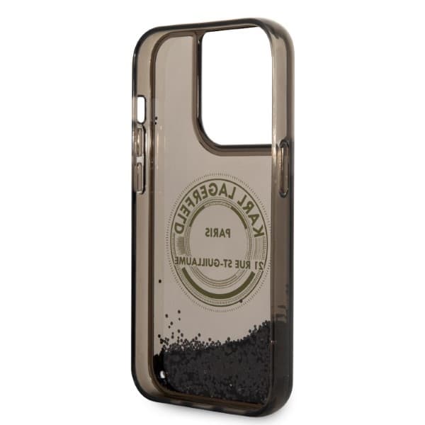 Etui Karl Lagerfeld Liquid Glitter RSG za iPhone 14 Pro - črni 5