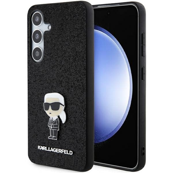 Karl Lagerfeld Fixed Glitter Ikonik Logo Metal Pin ovitek za Samsung Galaxy S24+ - črna